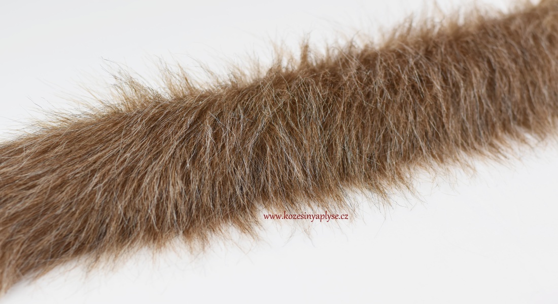 Kožušinový lem, melír hnedej, bielej, čiernej, vlas 60 mm
