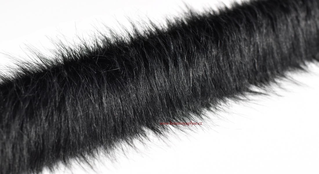 Kožušinový lem, čierna, vlas 60 mm
