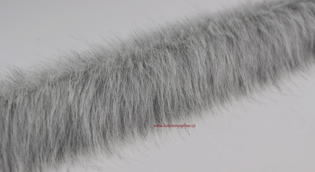 Kožušinový lem, melír- biela s čiernou, vlas 60 mm