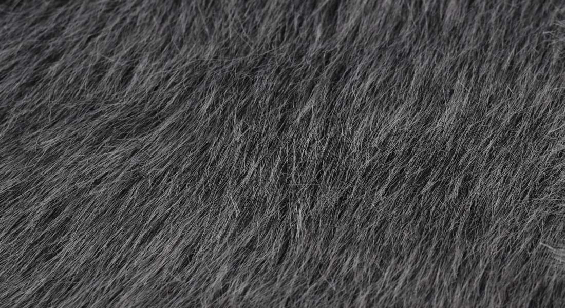 Umelá kožušina, tmavo šedá, vlas 60 mm, šírka 150 cm, metráž