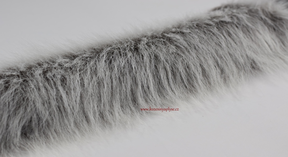Kožušinový lem, hnedý základ prechádza do bielej, vlas 60 mm