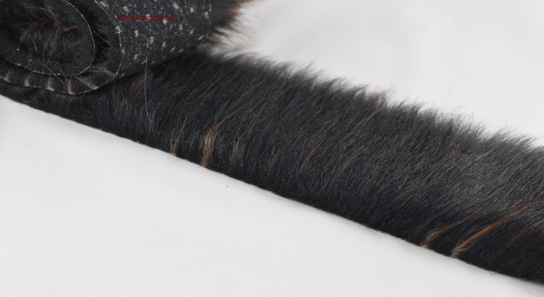 Kožušinový lem, melír- tm.hnedá, čierna, vlas 60mm