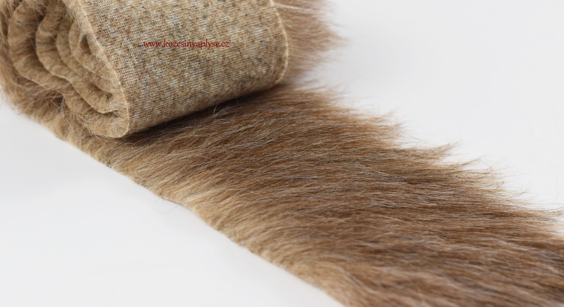 Kožušinový lem, melír hnedej, bielej, čiernej, vlas 60 mm