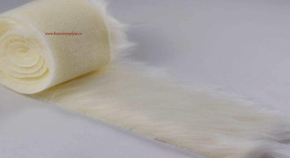 Kožušinový lem, smotanová, vlas 60 mm