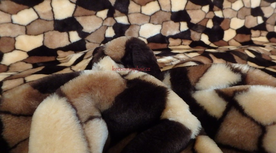 Leskymo, hnědá, vzor mapy, šíře 150 cm