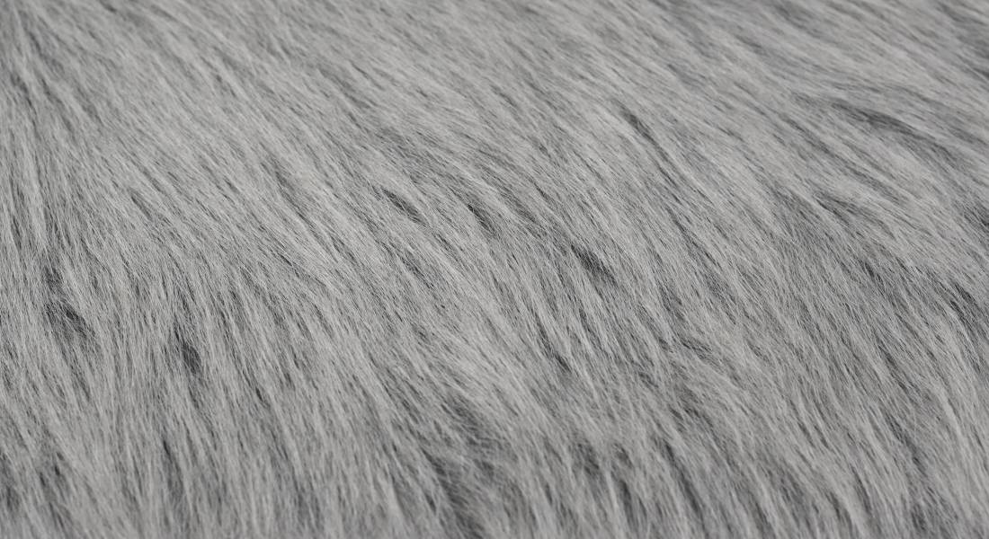 Umelá kožušina, šedo strieborná, vlas 60 mm, šírka 150 cm, metráž