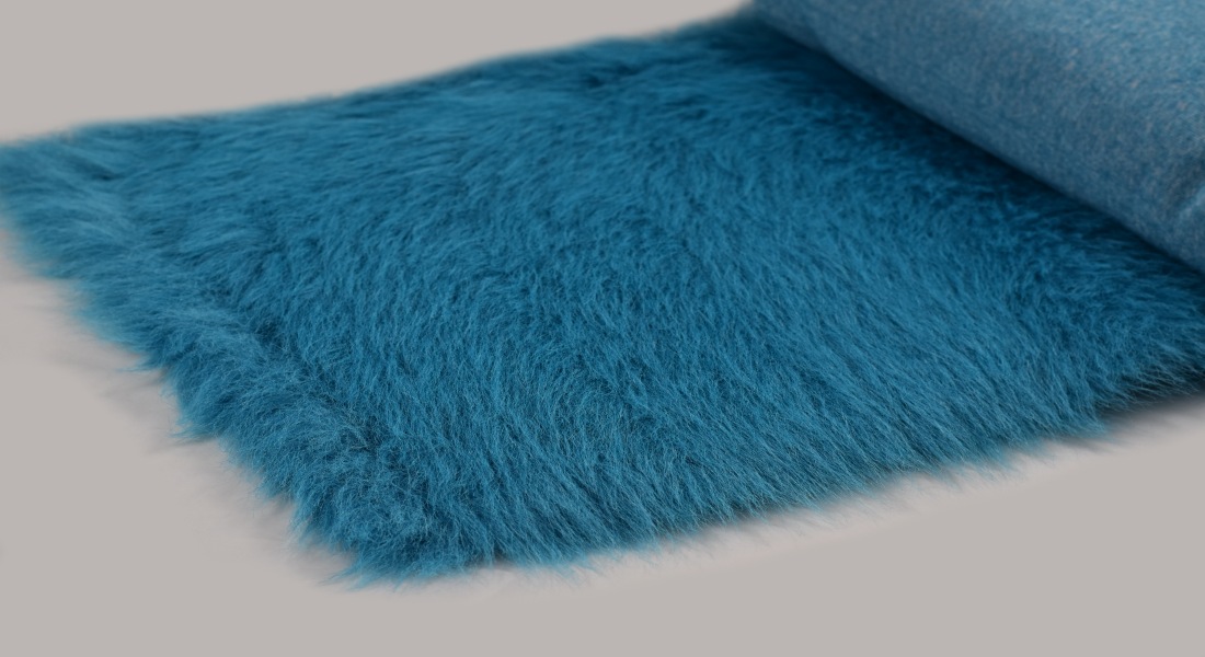 Umelá kožušina, tyrkysovo modrá, šírka 150, vlas 60 mm, metráž