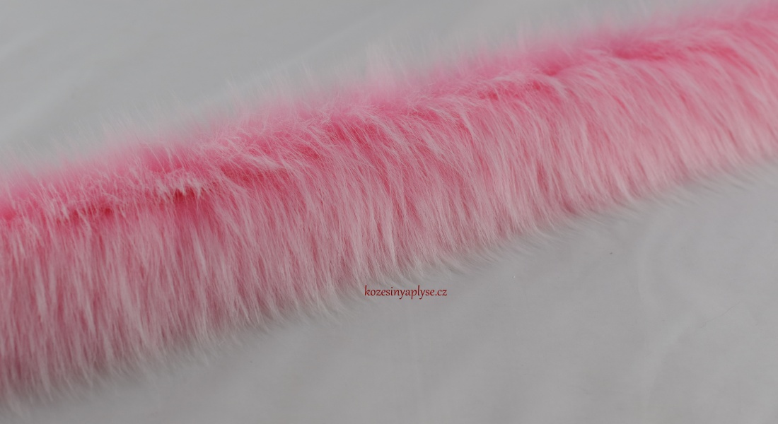 Kožušinový lem, ružová MARSHMALLOW, vlas 50 mm