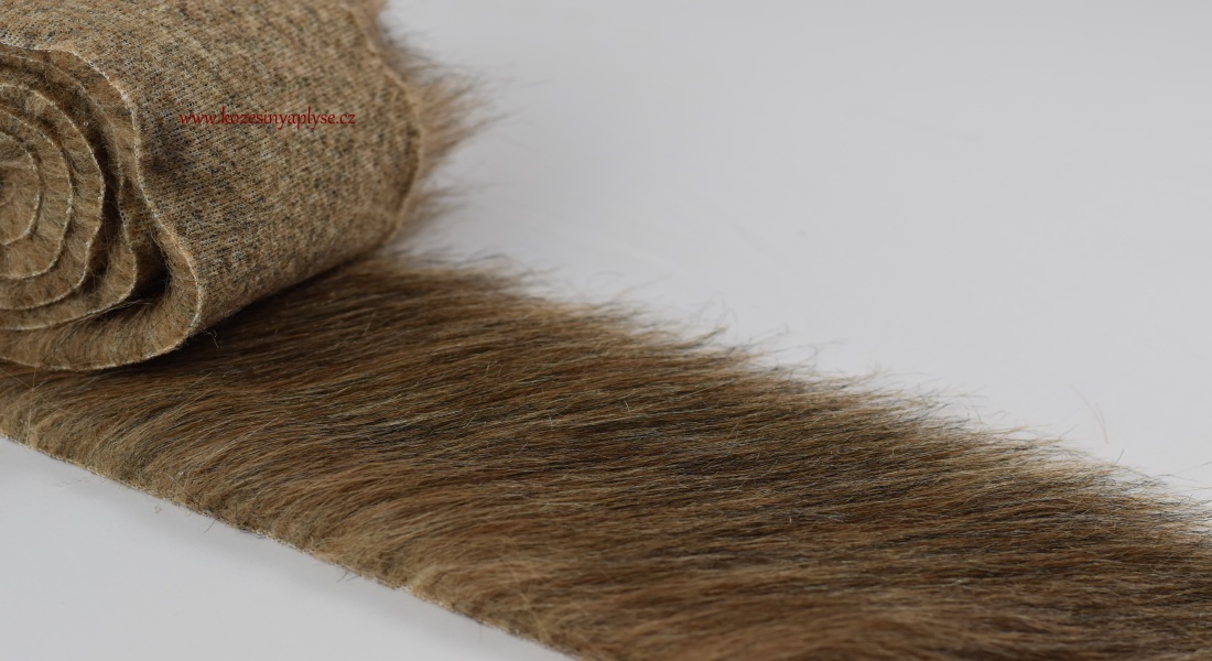 Kožušinový lem, melír- tm.-sv.hnedá, čierna, vlas 60 mm