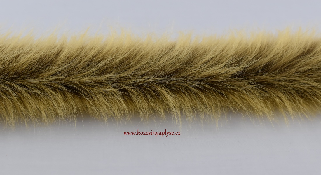 Kožušinový lem, hnedý základ so žltou, vlas 60 mm