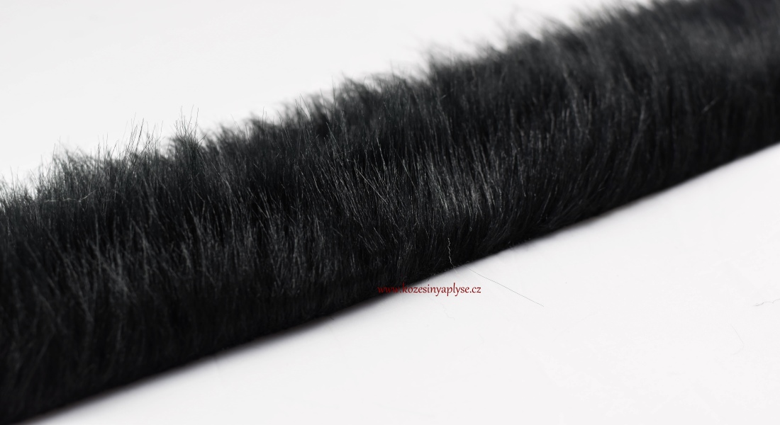 Kožušinový lem, čierna, vlas 60 mm