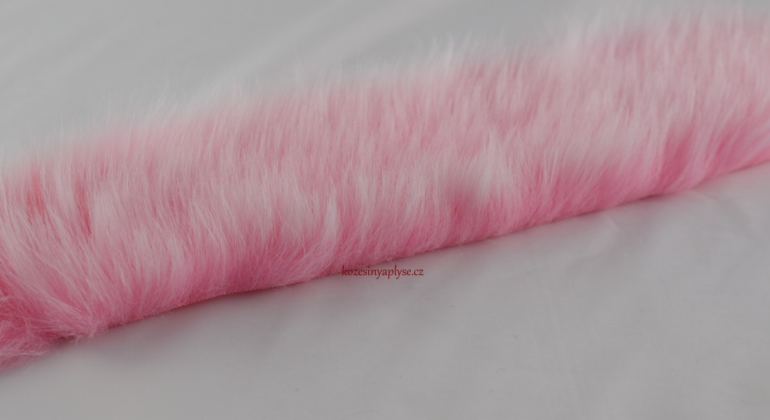 Kožušinový lem, ružová MARSHMALLOW, vlas 50 mm