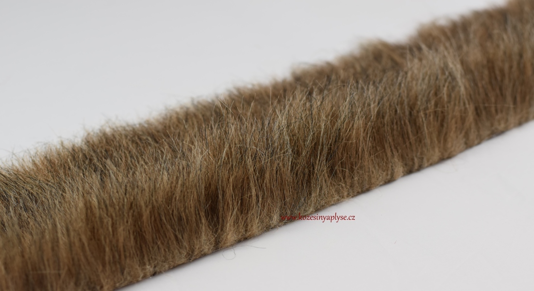 Kožušinový lem, melír- tm.-sv.hnedá, čierna, vlas 60 mm