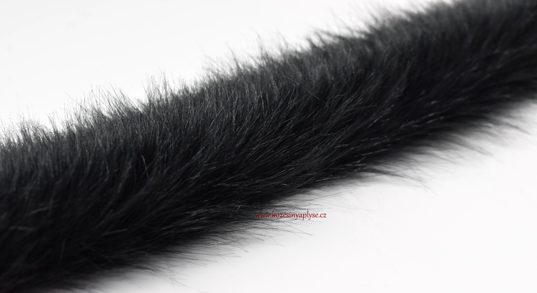 Kožušinový lem, čierna, vlas 60 mm