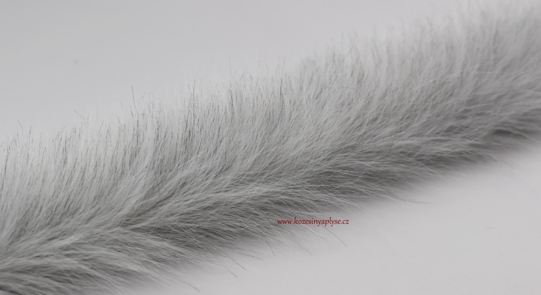 Kožušinový lem, melír- biela s čiernou, vlas 60 mm