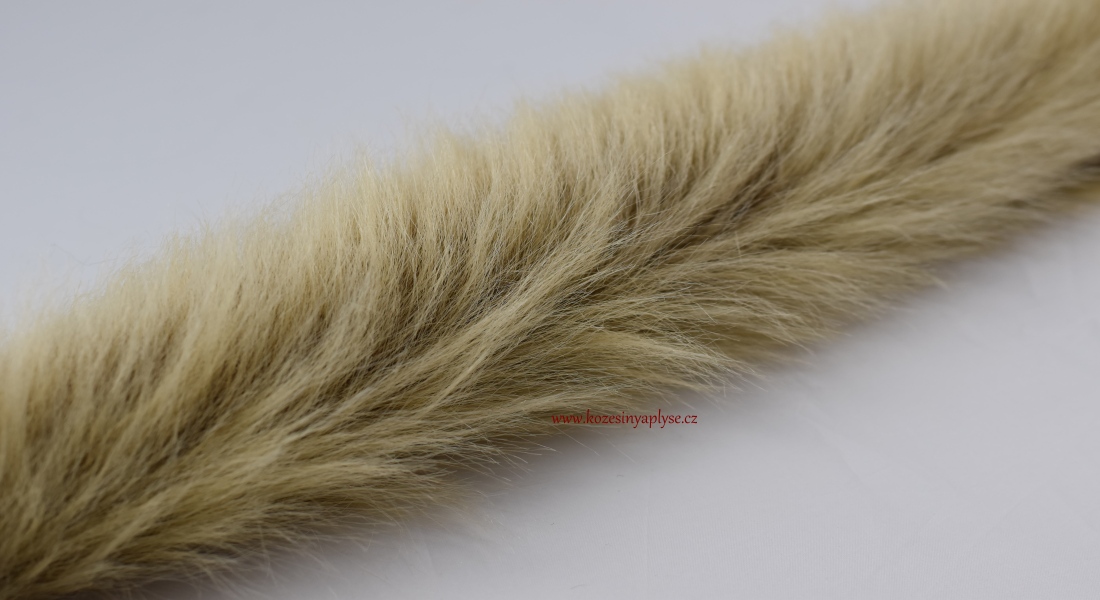 Kožušinový lem, hnedý základ prechádza do krémovej, vlas 60 mm