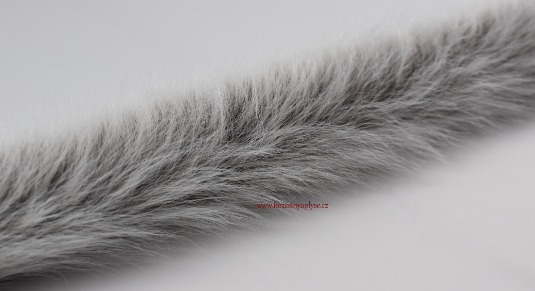 Kožušinový lem, hnedý základ prechádza do bielej, vlas 60 mm