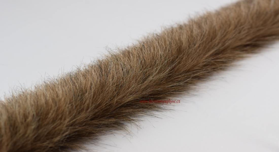 Kožušinový lem, melír- tm.-sv.hnedá, čierna, vlas 60 mm